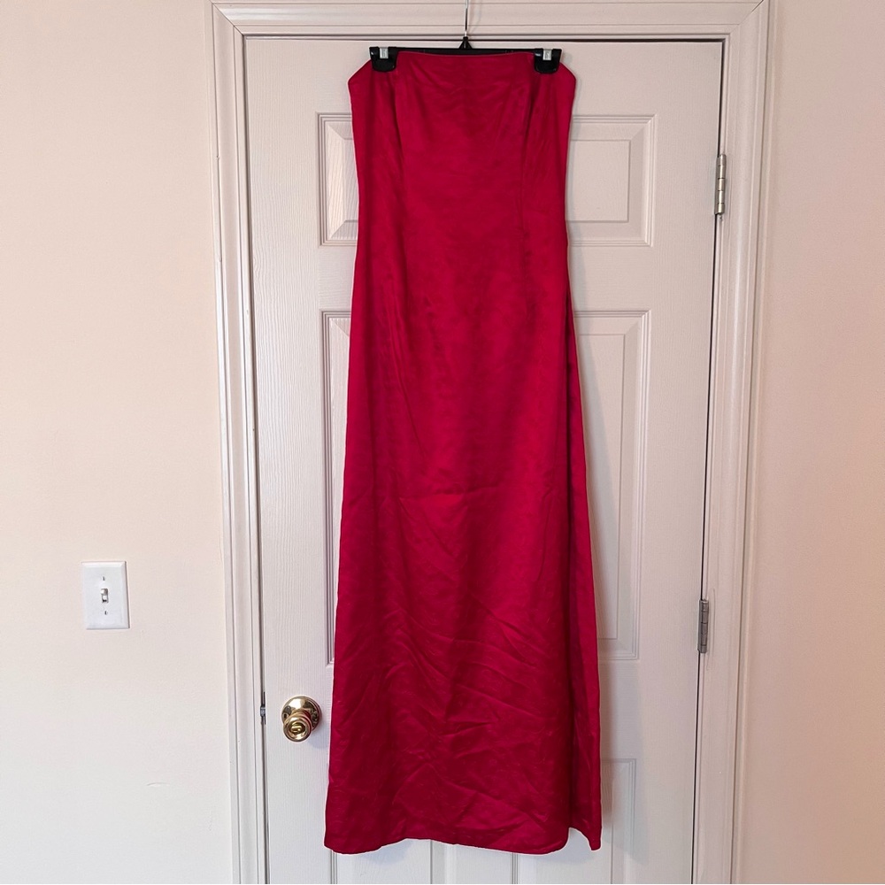 Vintage '90s Jessica McClintock Red Strapless Gown Womens Size 8 Prom Formal